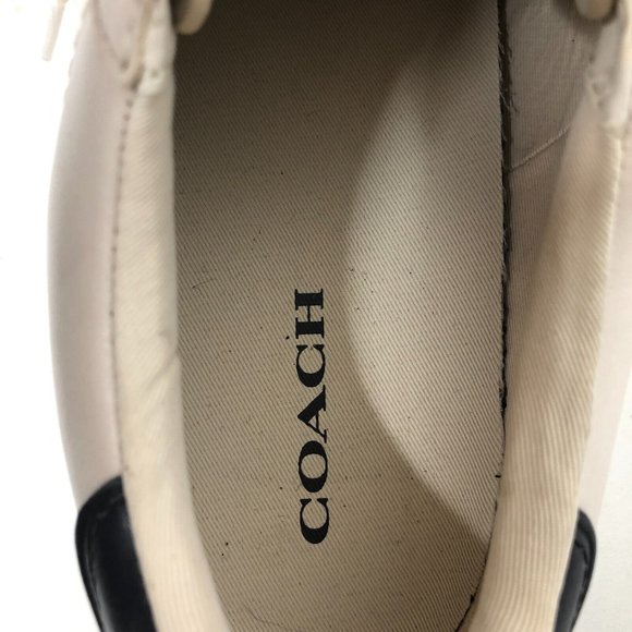 Coach Sneakers G1905 Beige Womens 9B Flats EUR 39.5 UK 7 Low Top Tan Navy Blue - Picture 7 of 12